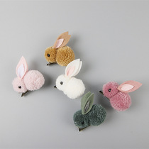  Korean spring new cute cartoon three-dimensional plush bunny childrens hair rope Rabbit ear hair ring girl head rope