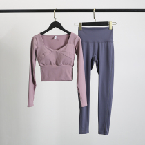 Spring and autumn long sleeve running tight quick-drying sports premium gym womens high waist trousers yoga suit