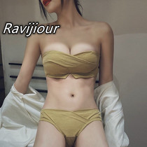 Japanese Ravijiour ins underwear women strapless small chest gathered chest wrap chest without rimless bandeau non-slip bra