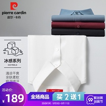 Pierre Cardin ice white short sleeve shirt men summer thin mulberry silk business middle-aged non-iron mens shirt