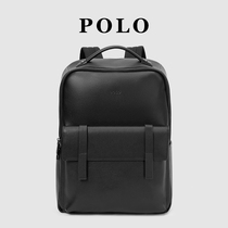 Polo Double Shoulders Backpack Buffalo Leather Simple Backpack Fashion Travel Large Capacity Men Backpack Business Pack