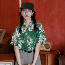 Summer shirt womens short-sleeved thin section Port wind retro chic top Korean version loose design niche chic shirt