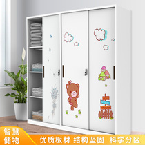 Iron leather door cabinet household wardrobe Printing Cabinet childrens bedroom locker with lock storage cabinet balcony locker