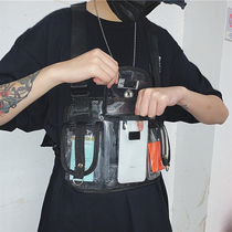 Functional tactical vest multi-functional chest bag mens transparent bag tide brand Japanese tooling backpack vest backpack ins