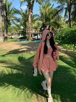 2021 Hong Kong style chic casual sportswear suit summer sunscreen jacket womens vest shorts sauce pink two-piece suit