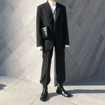 2020 Autumn high-quality ins Ruffian handsome suit casual suit mens two-piece suit trend handsome Korean version of the British style