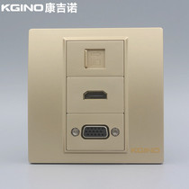 Champagne gold Type 86 VGA HD HDMI six class network socket Gold Multimedia CAT6 computer network cable panel