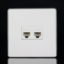 Silver edge 86 type RJ45 double-Port computer socket panel double-hole network cable socket 2-port network wall plug