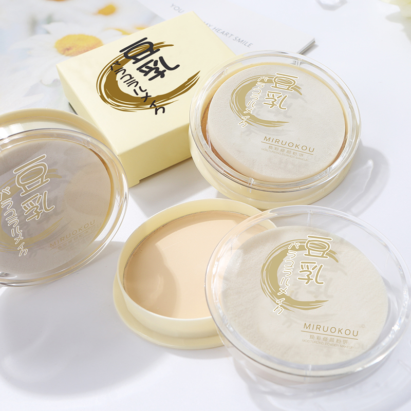 Miroko Japanese soy milk powder concealer oil control durable makeup dry wet dual-use powder makeup women's parity