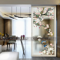 Making art glass frosted screen porch partition aisle background living room double-sided craft simple Chinese magpie