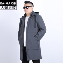 EAMAX large size mens autumn and winter long detachable hooded tide fat plus fat mens windbreaker jacket F910