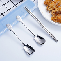304 stainless steel student tableware outdoor spoon fork chopstick package girls travel portable children tableware