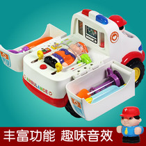 Children doctor ambulance toy girl doll injection boy electric 4th birthday gift simulation medical box