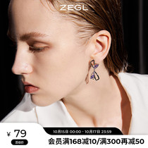 ZEGL hollow bow stud earrings female senior sense light luxury earrings niche design sense temperament 925 silver needle ear ornaments