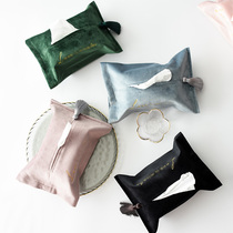 Nordic light luxury velvet tissue bag home living room toilet paper bag tissue box car tissue cover