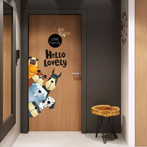 Bedroom wall sticker decoration creative personality children door sticker room cute layout small pattern wallpaper self-adhesive