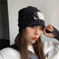Hat Women Spring and Autumn Japanese Joker Black Thin Baotou Hat ins Tide Knitted Net Red Heap Heap Heatling Hat Men