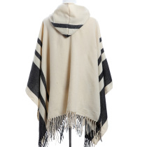 Cape shawl with hood 2020 scarf new European and American autumn and winter womens warm tassel pullover dual-use imitation cashmere