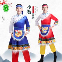 New Tibetan dance clothing male adult minority Tibetan clothing performance clothing Tibetan middle-aged and elderly stage performance clothing