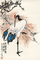 Micro-spray printing heart Sun Qifeng has crane guard plum blossom 46x68cm in the cold sky