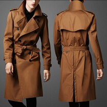 Long British windbreaker men Korean slim slim casual jacket double-breasted Business Mens clothing tide