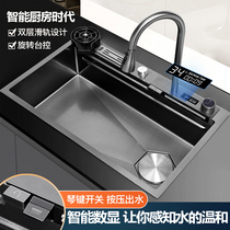 Smart digital display 304 stainless steel sink nano large single-slot home kitchen sink sink