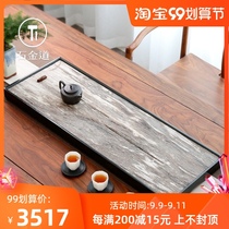 Natural whole wood fossil tea plate household large stone plate Tea Sea drainage wood grain Stone tea tray office Stone tea table