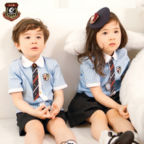 Kindergarten garden clothes summer clothes British style short-sleeved cotton mens and womens childrens class clothes Custom primary school school uniforms summer suits