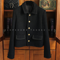 Know the goods into the autumn and winter New Fashion retro black goddess small fragrant wind wool tweed jacket jacket women