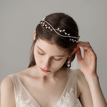 o337 Mori simple pearl bridal headdress Korean women simple wedding dress cheongsam bridesmaid with makeup hair accessories