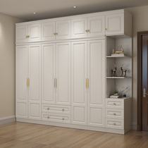 Wardrobe board style simple modern white wooden home European style six-five door combination bedroom light luxury overall wardrobe
