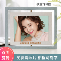 Double-sided rotating photo frame diy table to customize Photo Photo Photo Photo customized photo album engraved birthday gift