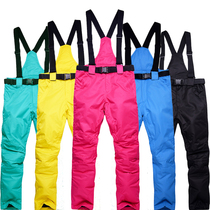 Ski pants men and women with the same windproof waterproof single and double board padded cotton couple straps detachable ski pants