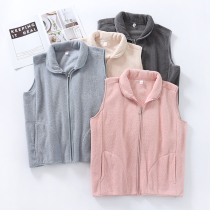 Flannel Winter Mens Waistcoat Warm Plush Vest Lady Cardiovert Thickened Jacket Standing Collar Waistcoat External Wear