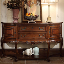 American entrance cabinet Solid wood semi-circular entrance cabinet European American living room entrance table American solid wood 1 6 meters entrance cabinet