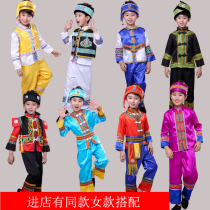 Childrens ethnic minority performance clothes boy Miao cast to serve Zhuang March Three dance suits Huluth performance clothes