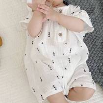 Bamboo Fiber Baby Clothes Connected Clothes Han Baby Clothes Clothes Short Sleeve Cotton Newborn Monk Clothes Out the Boom