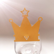 Laser paper hollow Queen baby Crown wedding banquet table decoration card party wine glass card exquisite gift card