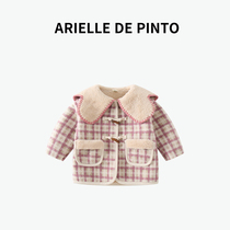 Small sweet combination ~ designer brand] girl jacket winter childrens baby girl one velvet woolen coat