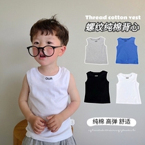 Boy macaron vest solid color 2021 summer new baby breathable sleeveless top Korean version of the child base shirt