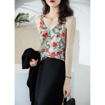 の SY392423MG Xiaohan pavilion French easy and practical all-match V-neck silky mulberry silk sling female summer
