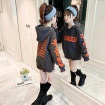 Childrens clothing girls hooded clothes 2021 new autumn children Korean girls casual loose fried street Foreign coat
