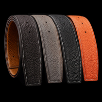 Double-sided non-belt mens leather head layer cowhide without buckle pure belt body without Buckle Head pants H belt belt