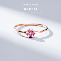 Bestser(Sakura)18K rose gold group inlaid Pink Blue treasure ring ring ring gift romantic cherry blossom