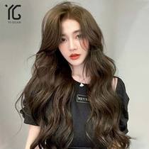 Wig female long hair Full real hair horoscopes bangs long curls natural real hair headgear Lace can tie the full headgear