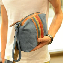 New Korean handbag mens clutch canvas womens casual clutch bag tide portable small bag mobile phone coin wallet