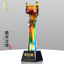 Glass trophy custom-made crystal production creative evening awards souvenirs free lettering