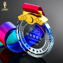 Crystal medals customized childrens listing Champion Asian season basketball football marathon running competition medal