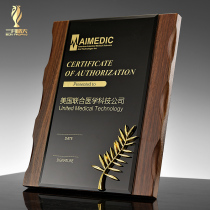 Metal wheat ear walnut wood medal custom crystal medal trophy custom franchise authorized agent plaque