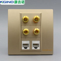 Kangino 86 type champagne color audio with dual network sockets Gold 4-head audio audio with computer panel